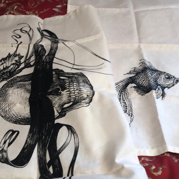 New - Tea Towels by Rory Dobner. Smokey Fish and Masked Skull. - Picture 1 of 7